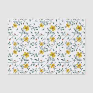 Niedlich zartes gelbes Blumenmuster Seidenpapier