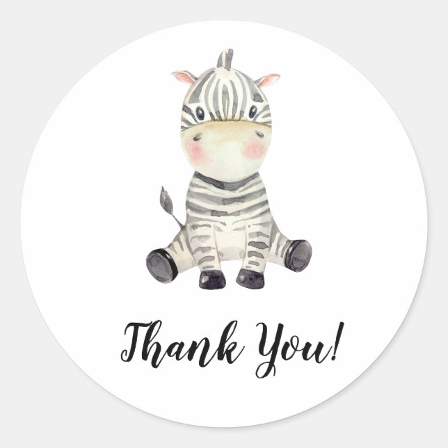 Niedlich Zebra Animal Vielen Dank Runder Aufkleber (Vorderseite)