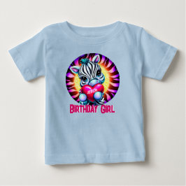 Niedlich Zebra Birthday Girl Baby T-shirt
