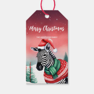 Niedlich Zebra Safari Weihnachten Party Schneekind Geschenkanhänger