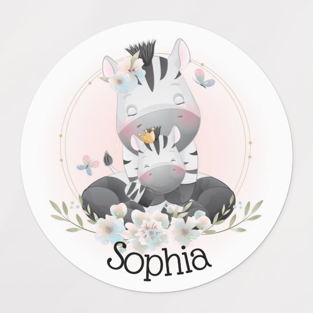 Niedlich Zebras Etiketten (Design 1)