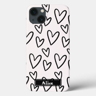 niedlich zeichnend Schwarz-weiße Liebe personalisi Case-Mate iPhone Hülle