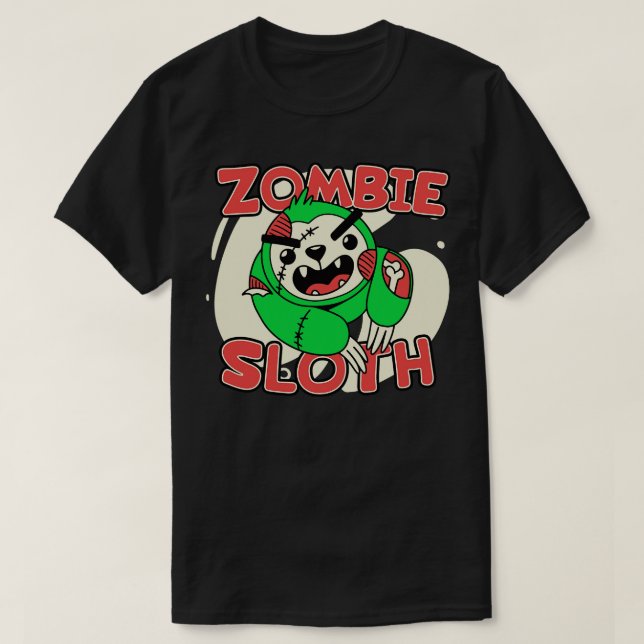 Niedlich Zombie Sloth Funny Halloween Zombie Anima T-Shirt (Design vorne)