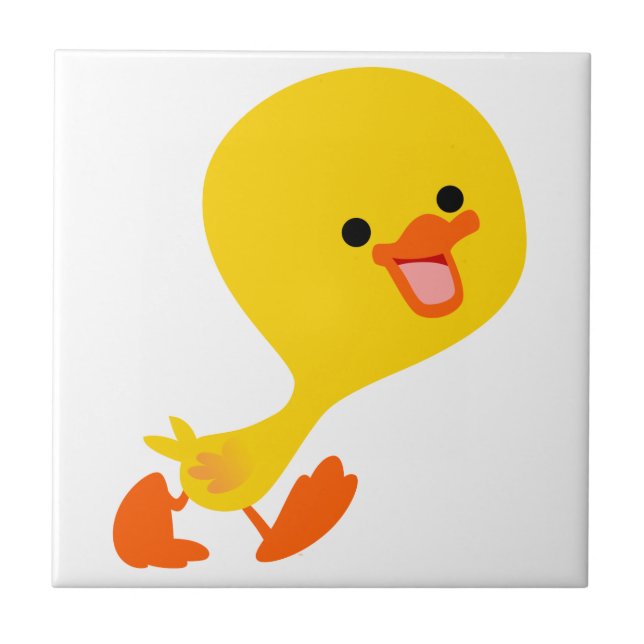 Niedlich zu Fuß Cartoon Duckling Tile Fliese (Vorderseite)