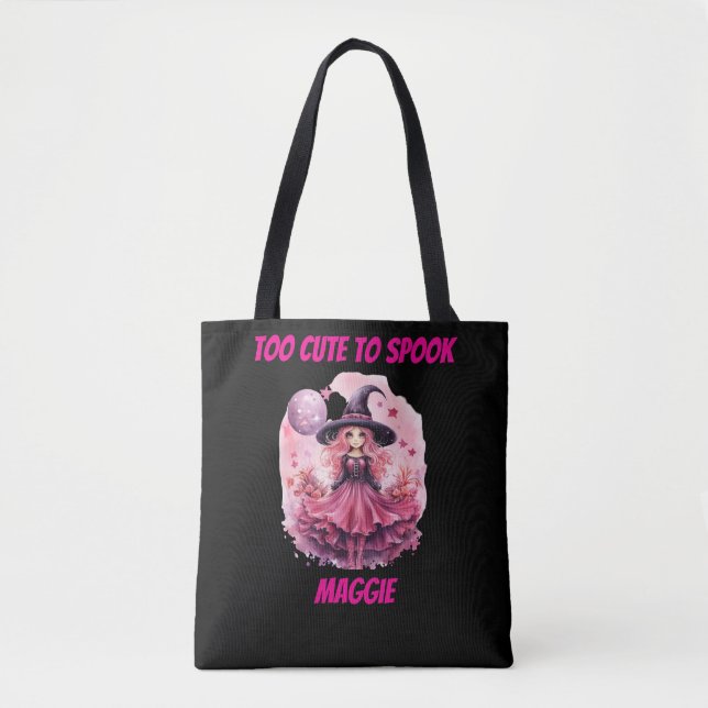 Niedlich zu sprechen Hexe Personalisierten Hallowe Tasche (Vorderseite)