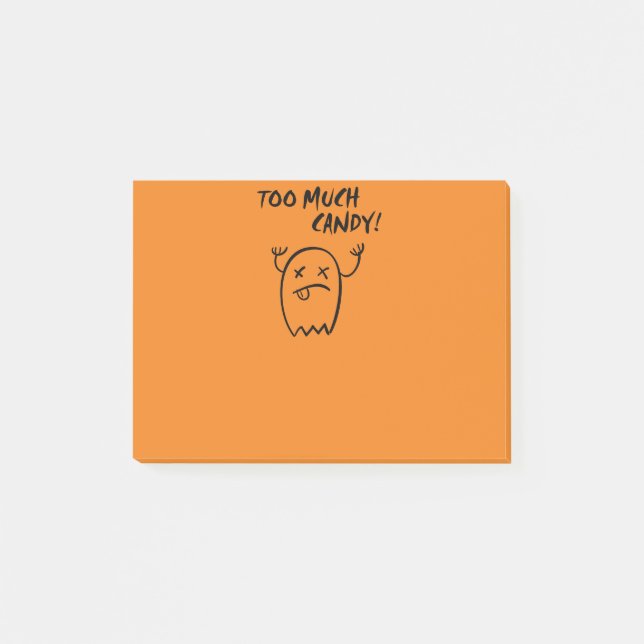Niedlich zu viel Candy Halloween Ghost Monotone Post-it Klebezettel (Vorderseite)