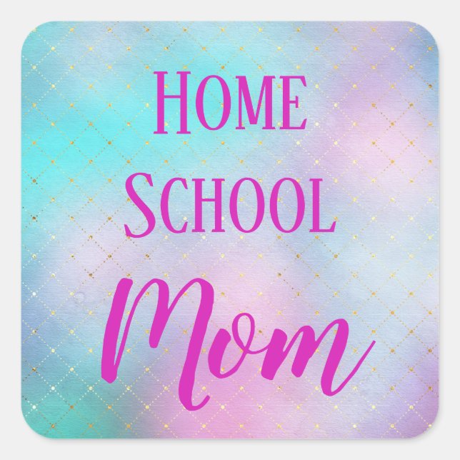 Niedlich Zuhause School Mama Ombre Quadratischer Aufkleber (Vorderseite)