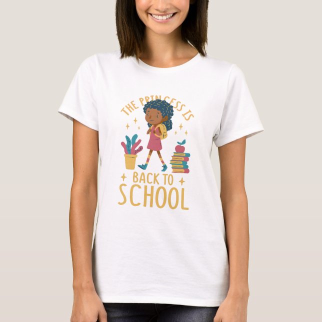 Niedlich zurück zur Schulprinzessin Girl Illustrat T-Shirt (Vorderseite)