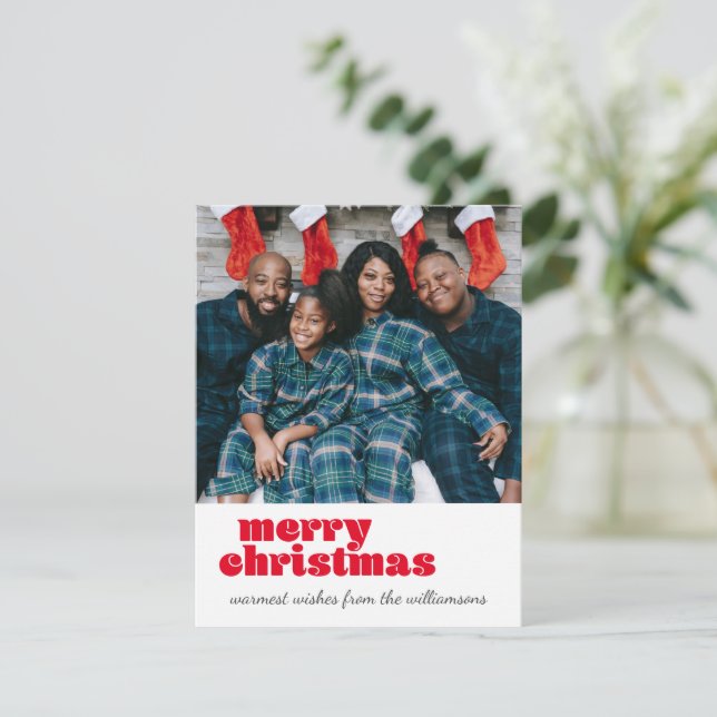 Niedlich zwei Fotos Frohe Weihnachten Red Custom T (Stehend Vorderseite)