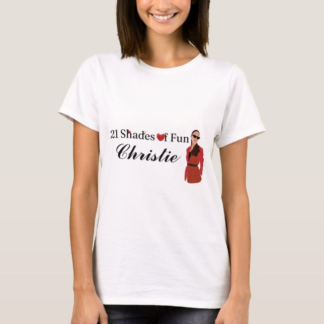 Niedliche 21 Fun Shades of Fun Anpassbares Geburts T-Shirt (Vorderseite)
