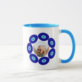 Niedliche 2-Foto-Positive Vibes, Blaues Böse Augen Tasse