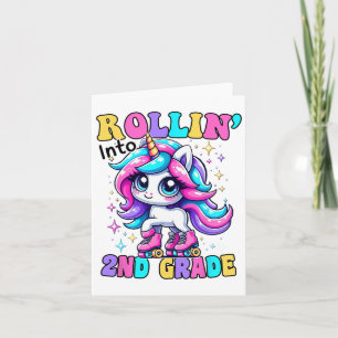 Niedliche 2. Klasse zurück zur Schule Unicorn erst Karte