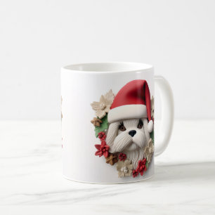 Niedliche 3-D Shih-tzu Dog Weihnachtswrap Kaffeetasse