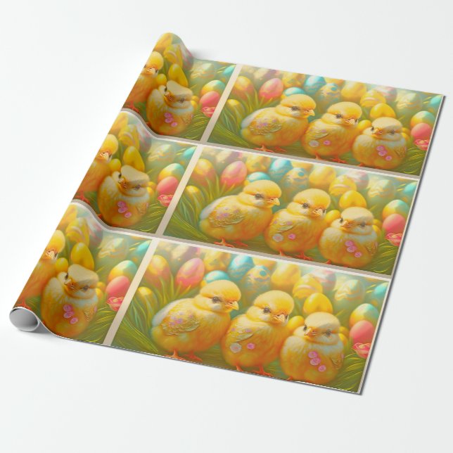 Niedliche 3 Osterhühnerkollektion Geschenkpapier (Ungerollt)