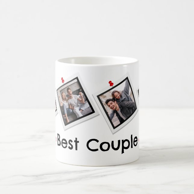 Niedliche 4 Foto Best Paares benutzerdefinierte Fo Kaffeetasse (Mittel)