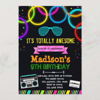 Niedliche 80er-Party Einladung