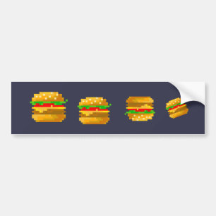 Niedliche 8-Bit Burger-Farbe Schnelle Lebensmittel Autoaufkleber