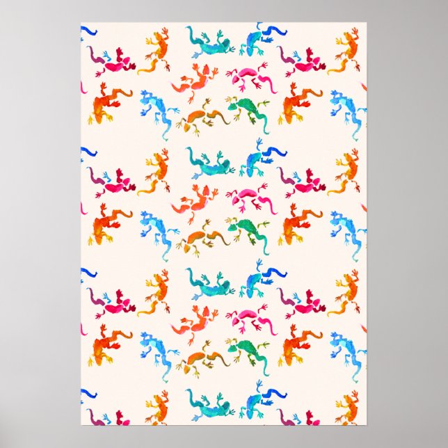 Niedliche Abbildung der farbigen Geckos Poster (Vorne)