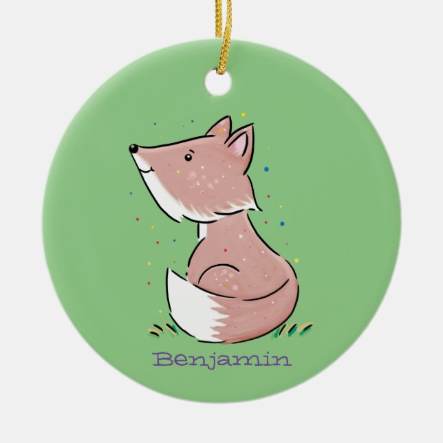 Niedliche Abbildung des Babyfuchs Cartoon Keramik Ornament (Vorne)