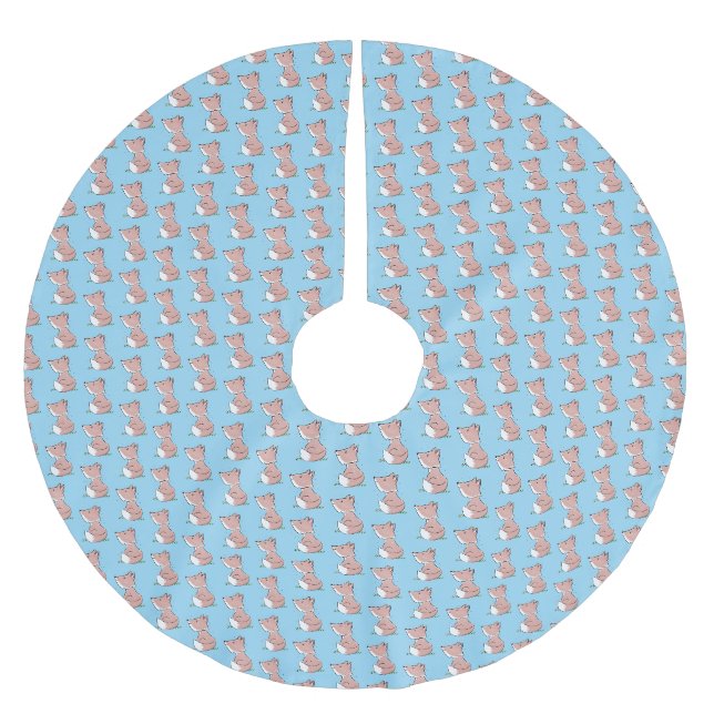 Niedliche Abbildung des Babyfuchs Cartoon Polyester Weihnachtsbaumdecke (Vorderseite)