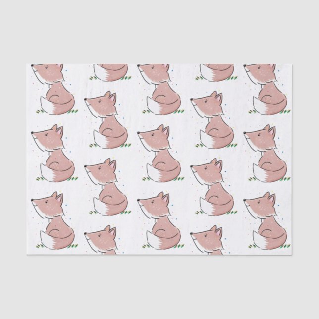 Niedliche Abbildung des Babyfuchs Cartoon Seidenpapier (Vorderseite)