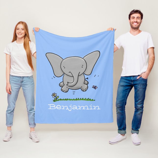 Niedliche Abbildung des blauen Cartoon des Babyele Fleecedecke (Beispiel)