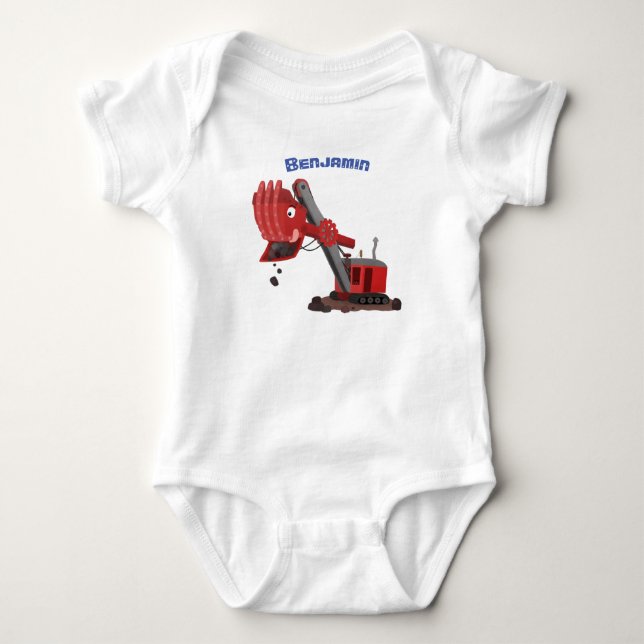 Niedliche Abbildung des Cartoon mit rotem Dampf Baby Strampler (Vorderseite)