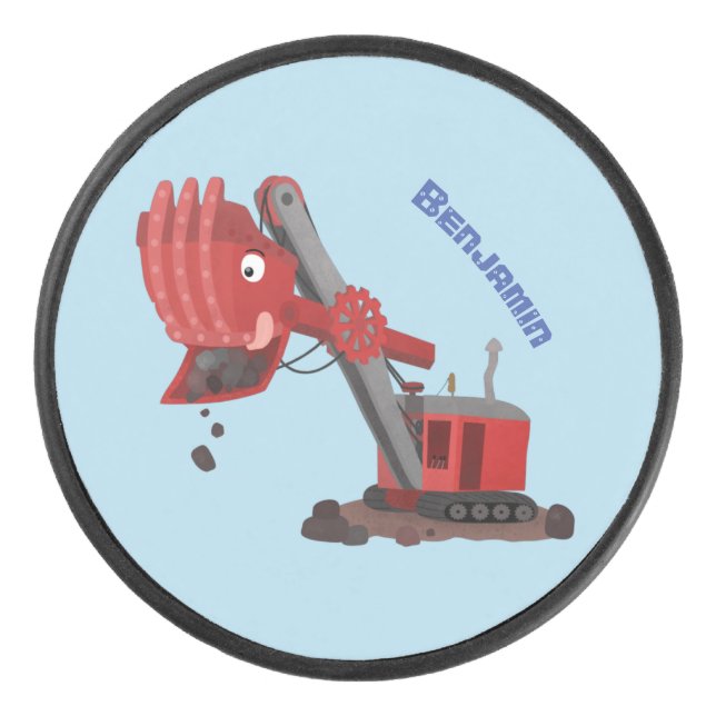 Niedliche Abbildung des Cartoon mit rotem Dampf Eishockey Puck (Vorderseite)