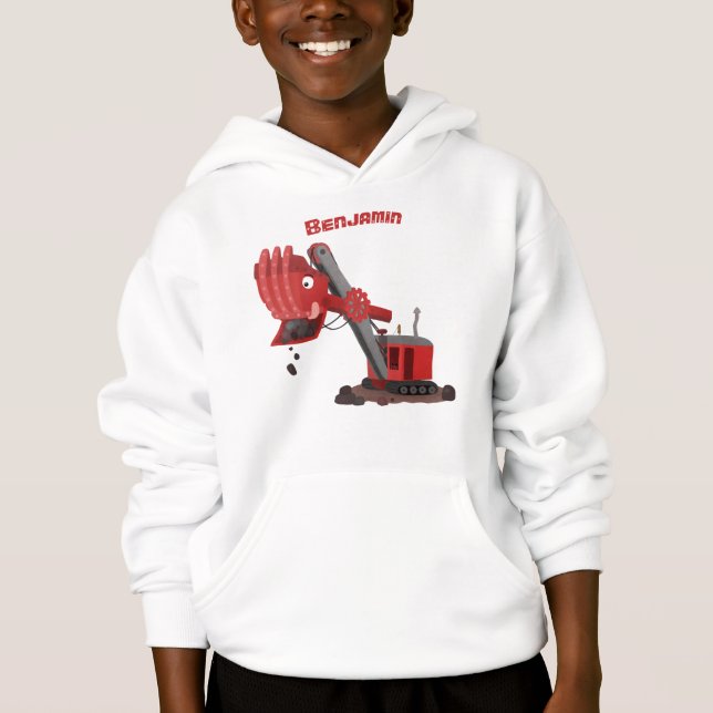 Niedliche Abbildung des Cartoon mit rotem Dampf Hoodie (Vorderseite)