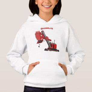 Niedliche Abbildung des Cartoon mit rotem Dampf Hoodie
