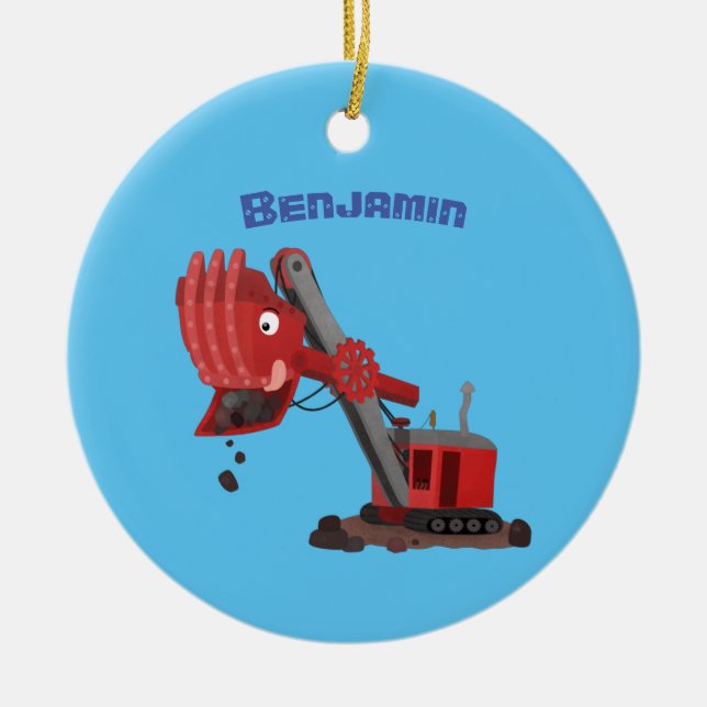 Niedliche Abbildung des Cartoon mit rotem Dampf Keramik Ornament (Vorne)
