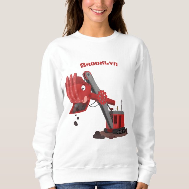 Niedliche Abbildung des Cartoon mit rotem Dampf Sweatshirt (Vorderseite)