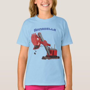 Niedliche Abbildung des Cartoon mit rotem Dampf T-Shirt