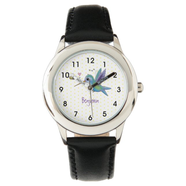Niedliche Abbildung des Cartoon von Hummingbird Armbanduhr (Vorderseite)
