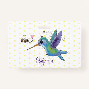 Niedliche Abbildung des Cartoon von Hummingbird Ausweis