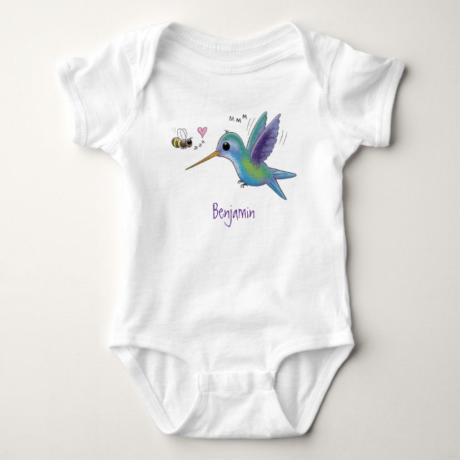Niedliche Abbildung des Cartoon von Hummingbird Baby Strampler (Vorderseite)