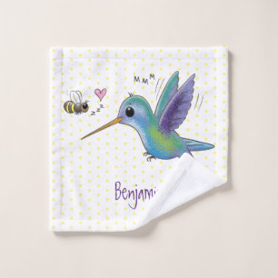 Niedliche Abbildung des Cartoon von Hummingbird Badhandtuch Set
