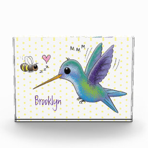 Niedliche Abbildung des Cartoon von Hummingbird Fotoblock