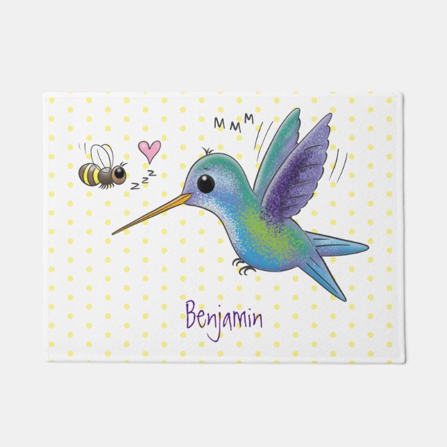 Niedliche Abbildung des Cartoon von Hummingbird Fußmatte (Vorderseite)