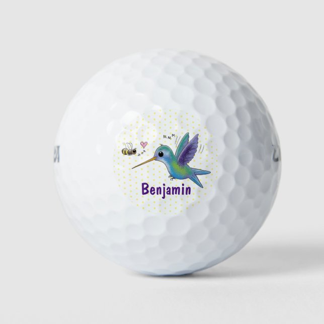 Niedliche Abbildung des Cartoon von Hummingbird Golfball (Vorderseite)
