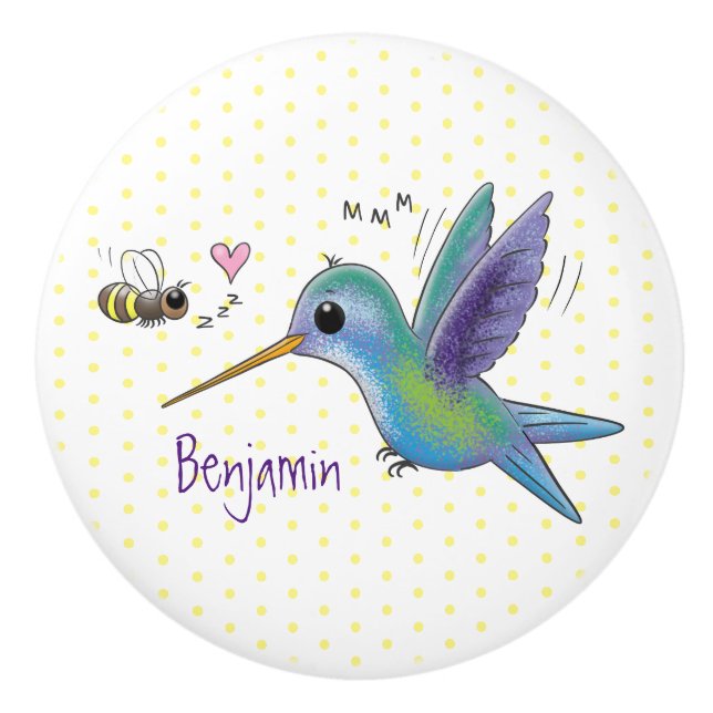 Niedliche Abbildung des Cartoon von Hummingbird Keramikknauf (Vorderseite)