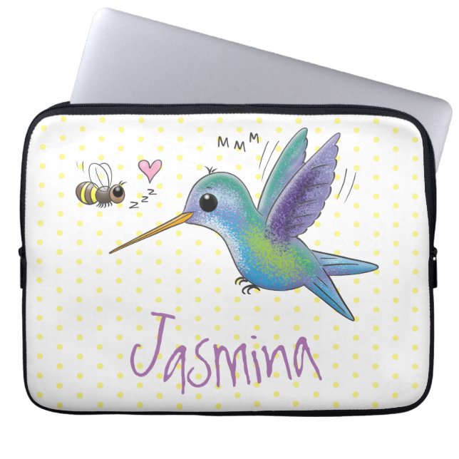 Niedliche Abbildung des Cartoon von Hummingbird Laptopschutzhülle (Vorderseite)