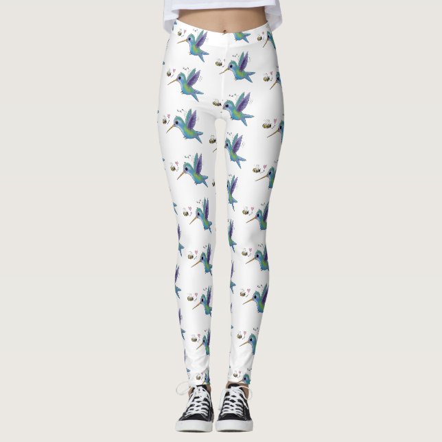 Niedliche Abbildung des Cartoon von Hummingbird Leggings (Vorderseite)