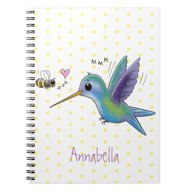 Niedliche Abbildung des Cartoon von Hummingbird Notizblock (Vorderseite)