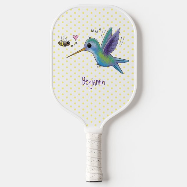 Niedliche Abbildung des Cartoon von Hummingbird Pickleball Schläger (Vorderseite)