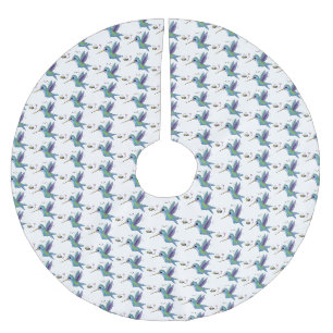 Niedliche Abbildung des Cartoon von Hummingbird Polyester Weihnachtsbaumdecke