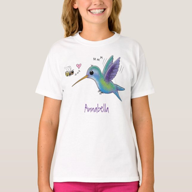 Niedliche Abbildung des Cartoon von Hummingbird T-Shirt (Vorderseite)