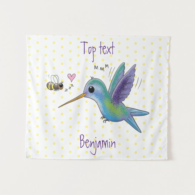 Niedliche Abbildung des Cartoon von Hummingbird Wandteppich (Vorderseite (Horizontal))