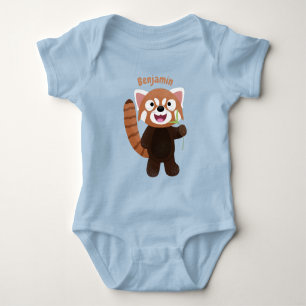 Niedliche Abbildung eines roten Panda-Cartoon Baby Strampler