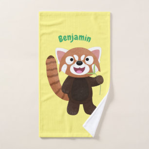 Niedliche Abbildung eines roten Panda-Cartoon Badhandtuch Set